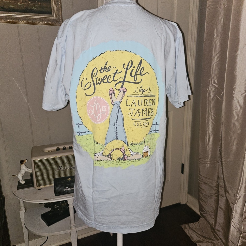 Lauren James T Shirt. The Sweet Life. Light Blue Sz Sm. Southern Preppy Casual